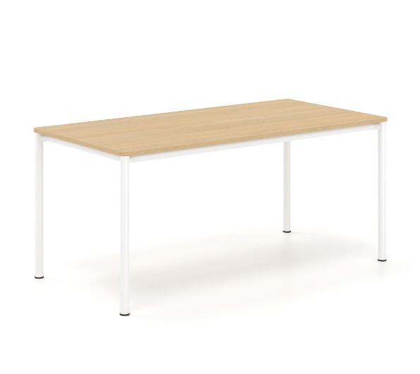 Γραφείο εργασίας Dromeas σειράς Slim διάστασης 160Χ80Χ73Η με σκελετό σε απόχρωση υπόλευκο και επιφάνεια σε απόχρωση φυσικό δρυς