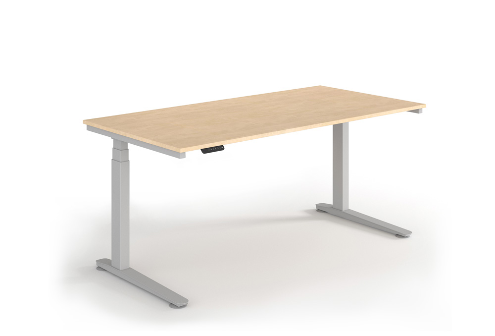 Γραφείο ηλεκτρικό Dromeas σειράς Alma H διάστασης 160Χ80Χ65-129Η με σκελετό σε απόχρωση γκρί και επιφάνεια σε απόχρωση συμήδα