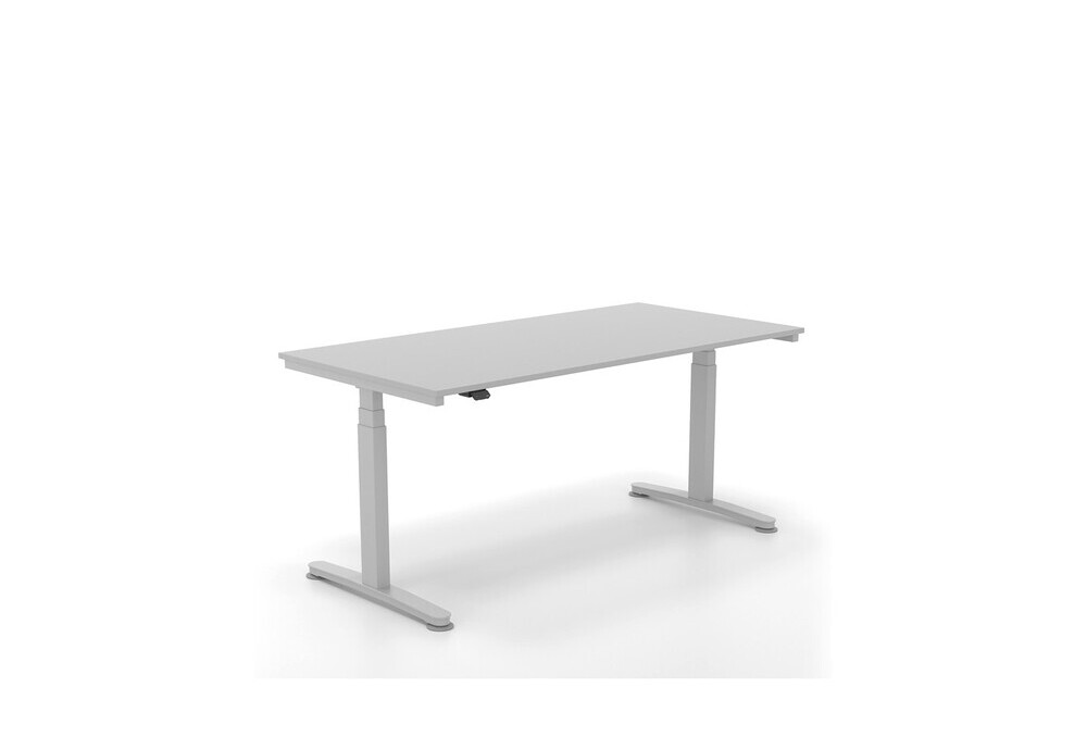 Γραφείο ηλεκτρικό Dromeas σειράς Alma H διάστασης 160Χ80Χ65-125Η με σκελετό σε απόχρωση γκρι ασημί και επιφάνεια σε απόχρωση γκρι ασημί