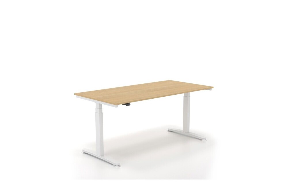 Γραφείο ηλεκτρικό Dromeas σειράς Alma H διάστασης 160Χ80Χ65-129Η με σκελετό σε απόχρωση υπόλευκο και επιφάνεια σε απόχρωση φυσικό δρυς