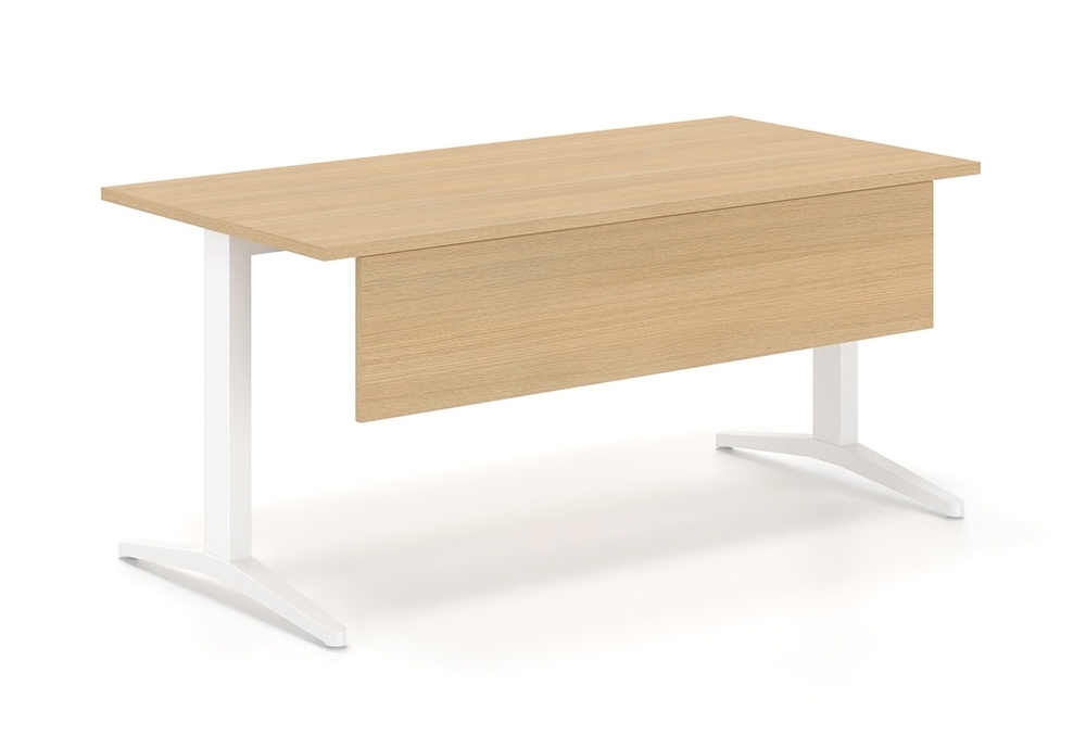 Γραφείο εργασίας Dromeas σειράς Alma S διάστασης 160Χ80Χ73Η σκελετός σε απόχρωση υπόλευκο, μετώπη και επιφάνεια σε απόχρωση φυσικό δρυς