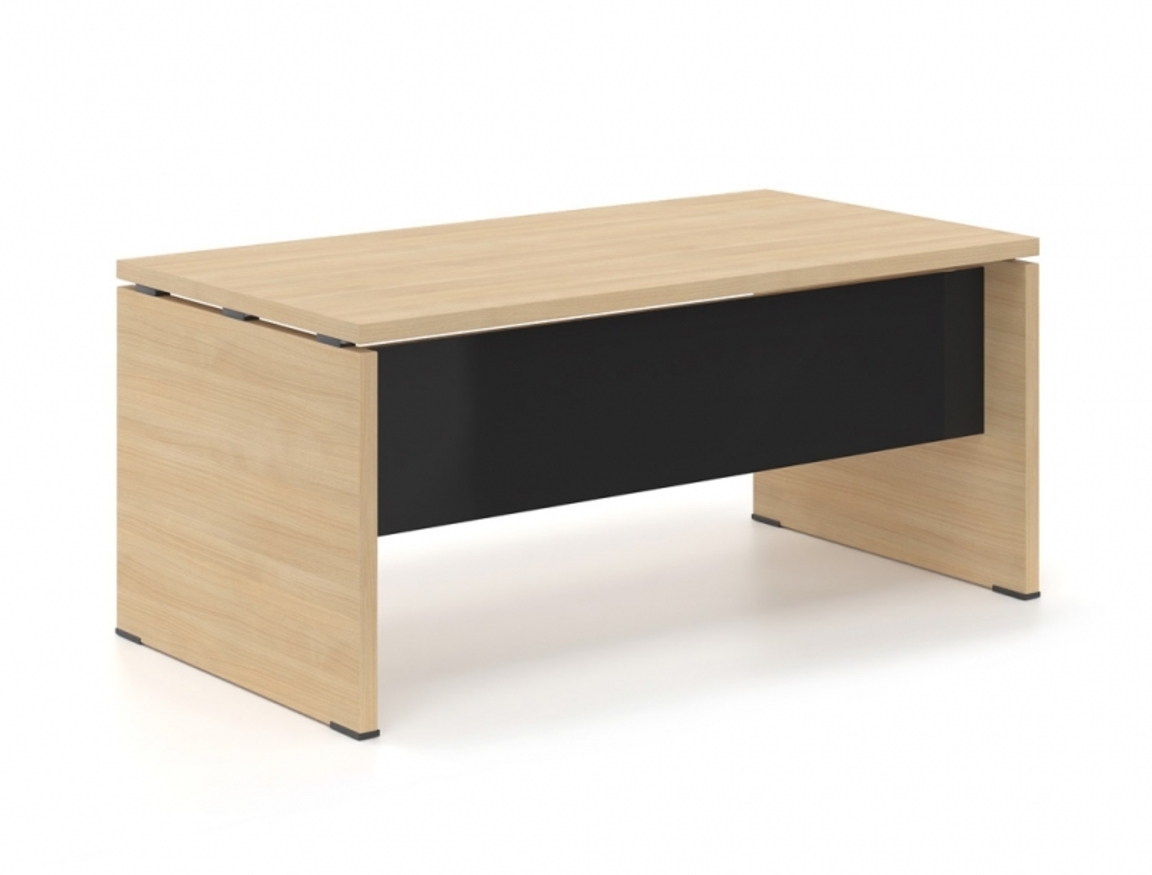 Γραφείο Διευθυντικό Dromeas σειράς Lysis Plus διάστασης 200Χ100X73Η σε απόχρωση φυσικό δρυς με μετώπη γυάλινη μαύρη