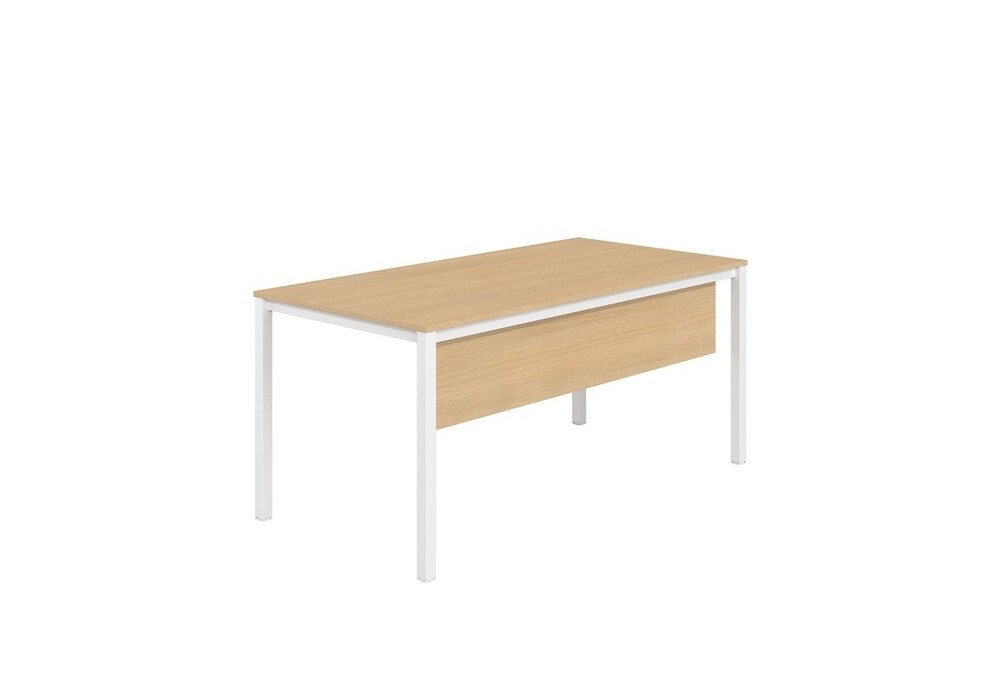 Γραφείο εργασίας Dromeas σειράς Tetra διάστασης 160Χ60Χ73Η με σκελετό σε απόχρωση υπόλευκο και επιφάνεια και μετώπη σε απόχρωση φυσικό δρυς