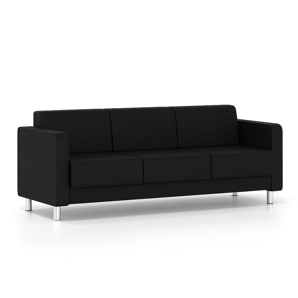 Τριθέσιος Καναπέ Dromeas σειράς Olympia Δερματίνη Μαύρη