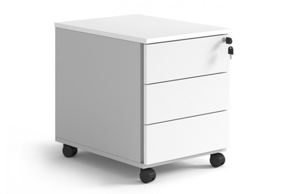 Συρταριέρα Dromeas μελαμίνης. Κάσωμα σε απόχρωση γκρι ασημί. Καπάκι και κούτελα σε απόχρωση υπόλευκο.