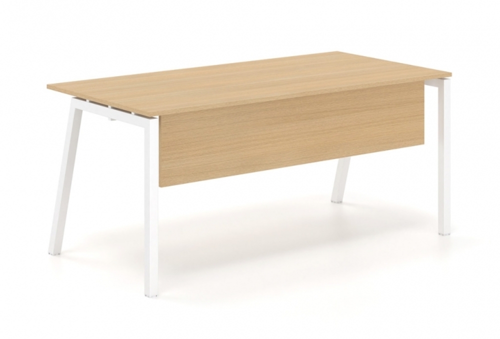 Γραφείο εργασίας Dromeas σειράς Neo Ceto διάστασης 160Χ80Χ73Η με μετώπη , σκελετός σε απόχρωση υπολευκο και επιφάνεια σε απόχρωση φυσικό δρυς