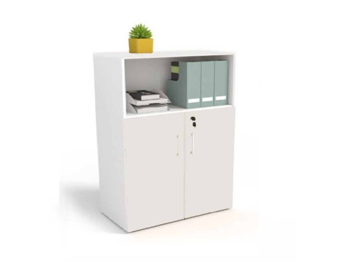 Βιβλιοθήκη Dromeas ημίκλειστή διάστασης 80Χ40Χ120Η με κάσωμα σε απόχρωση υπόλευκο καπάκι και πόρτες σε απόχρωση υπόλευκο