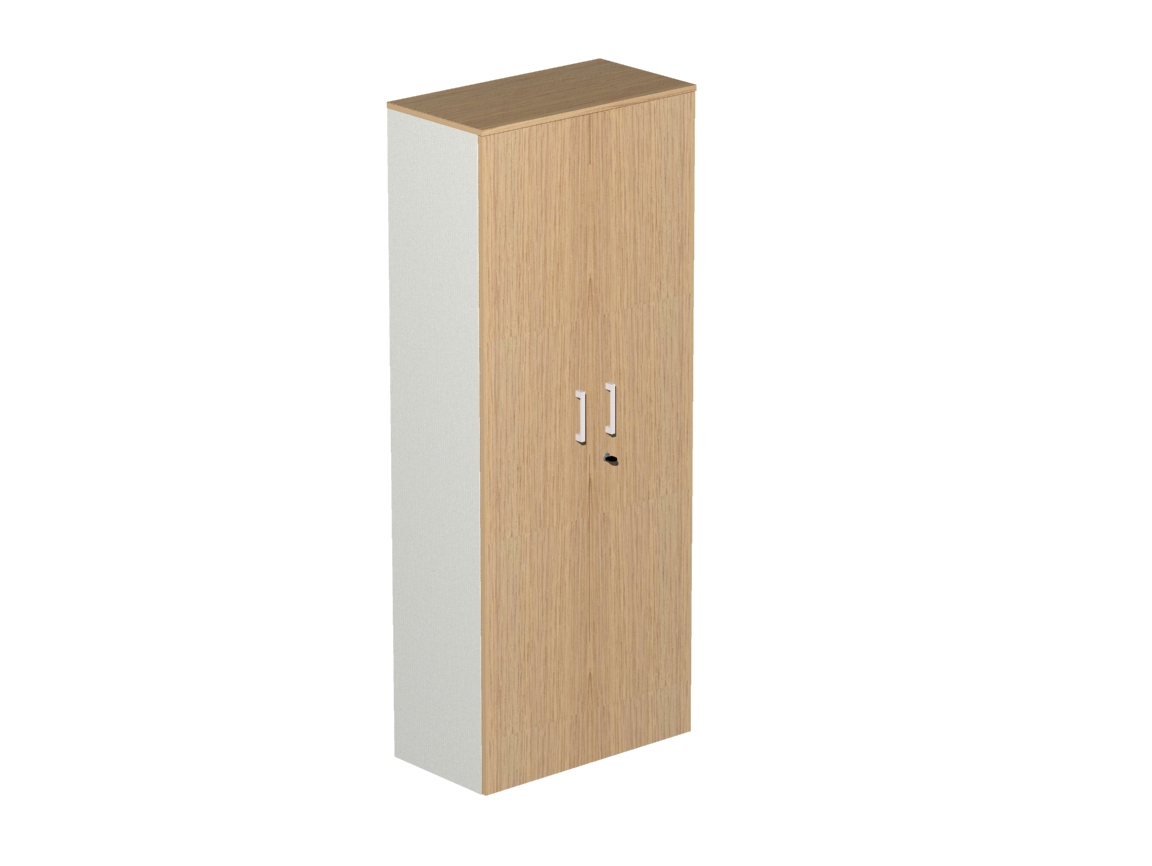 Βιβλιοθήκη Dromeas κλειστή διάστασης 80Χ40Χ200Η με κάσωμα σε απόχρωση υπόλευκο, καπάκι και πόρτες σε απόχρωση φυσικό δρυς.