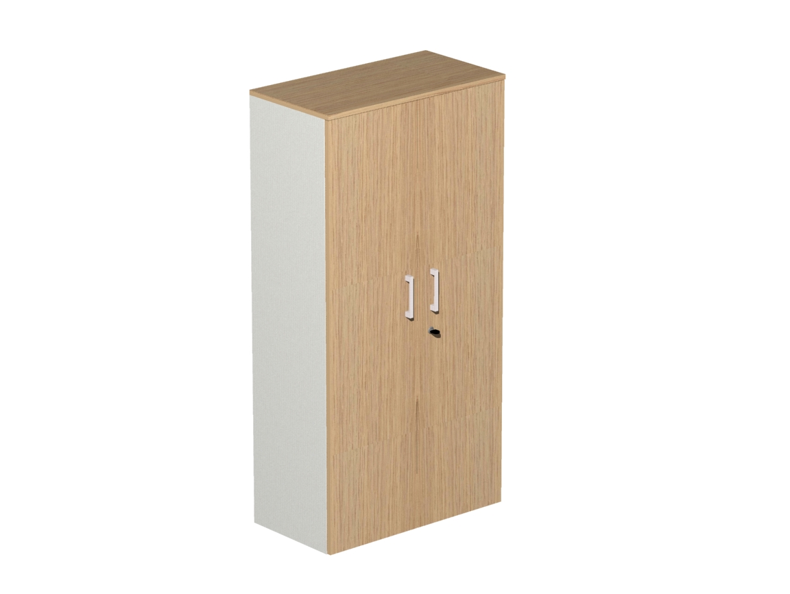 Βιβλιοθήκη Dromeas κλειστή διάστασης 80Χ40Χ160Η με κάσωμα σε απόχρωση υπόλευκο, καπάκι και πόρτες σε απόχρωση φυσικό δρυς.