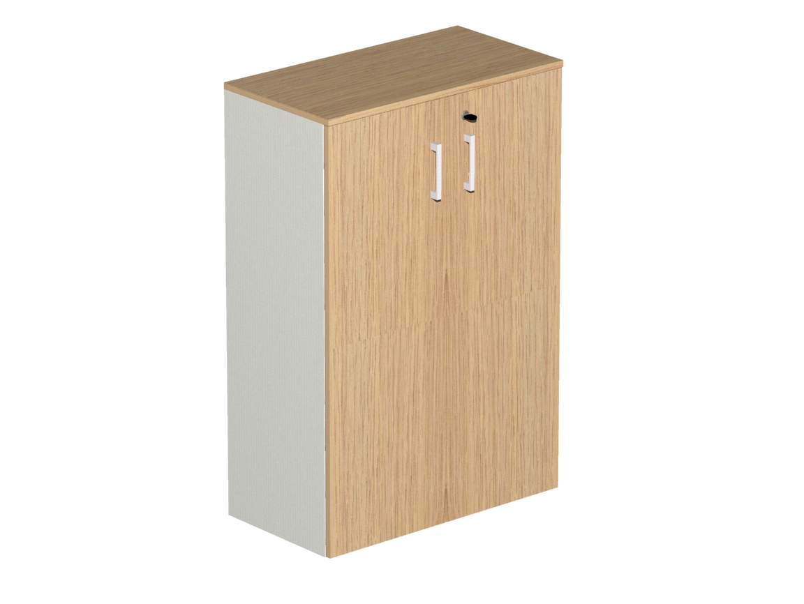 Βιβλιοθήκη Dromeas κλειστή διάστασης 80Χ40Χ120Η με κάσωμα σε απόχρωση υπόλευκο, καπάκι και πόρτες σε απόχρωση φυσικό δρυς.