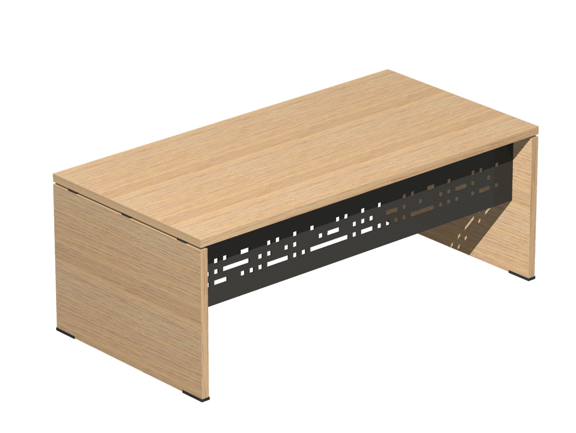 Γραφείο Διευθυντικό Dromeas σειράς Lysis Plus διάστασης 200Χ100X73Η σε απόχρωση φυσικό δρυς με μετώπη μεταλλική μαύρη (Τύπος Β, Τετράγωνα)