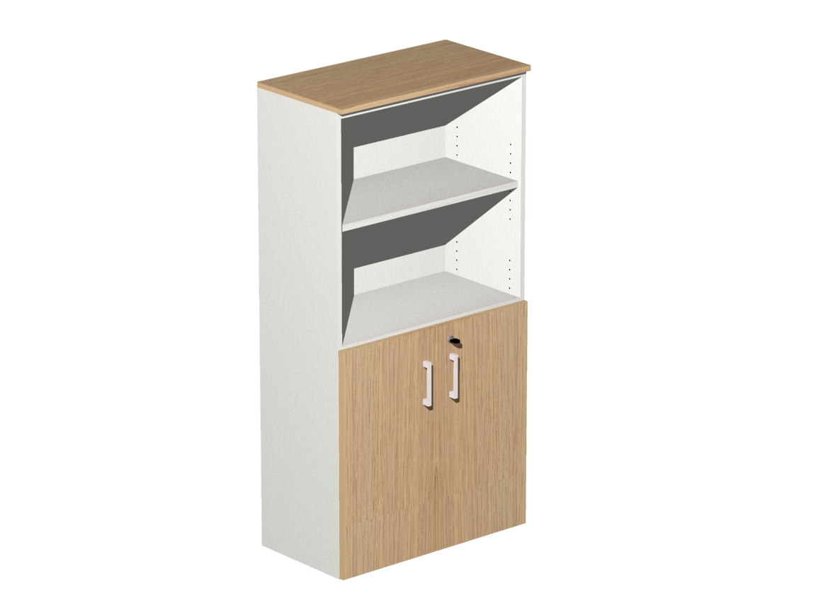 Βιβλιοθήκη Dromeas ημίκλειστή διάστασης 80Χ40Χ160Η με κάσωμα σε απόχρωση υπόλευκο, καπάκι και πόρτες σε απόχρωση φυσικό δρυς.