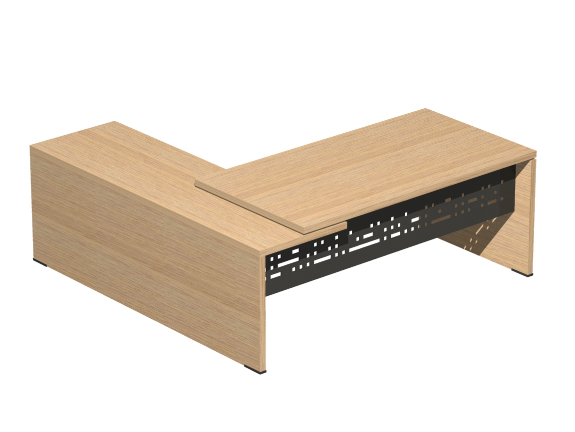 Γραφείο Διευθυντικό Dromeas σειράς Lysis Plus γωνιακό ανισόπεδο δεξί διάστασης 200Χ200X73Η  με μετώπη μεταλλική