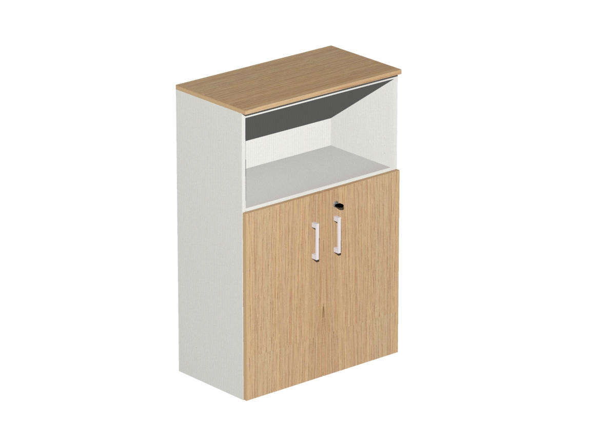 Βιβλιοθήκη Dromeas ημίκλειστή διάστασης 80Χ40Χ120Η με κάσωμα σε απόχρωση υπόλευκο καπάκι και πόρτες σε απόχρωση φυσικό δρυς.