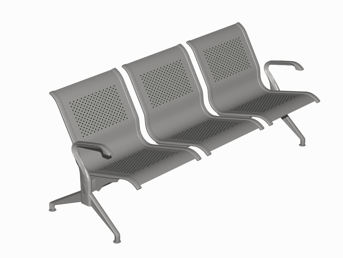 Κάθισμα Αναμονής επί δοκού Dromeas Σειράς Ikaros N Τριθέσιο Γκρι Μεταλλικό