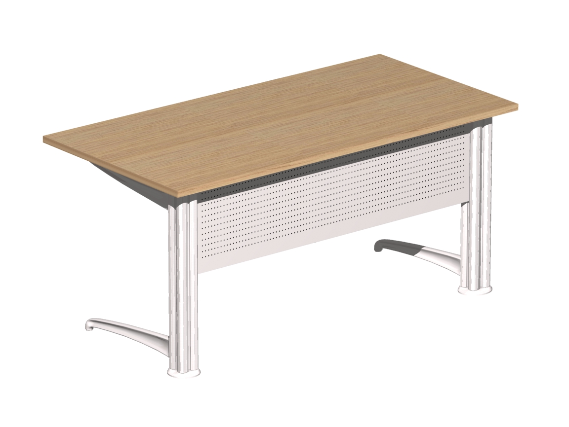 Γραφείο εργασίας Dromeas σειράς Euro New Line διάστασης 160Χ80Χ73Η με σκελετό και μετώπη σε απόχρωση υπόλευκο και επιφάνεια σε απόχρωση φυσικό δρυς