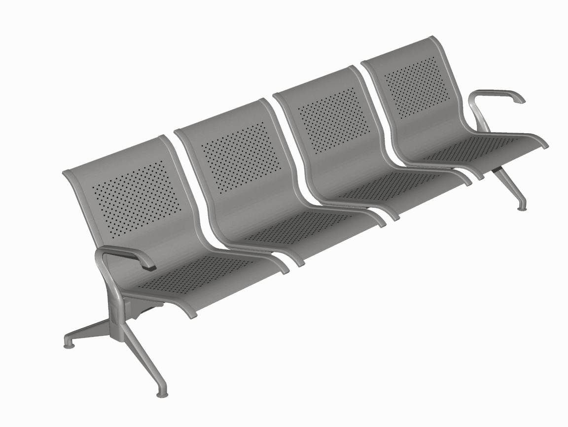Κάθισμα Αναμονής επί δοκού Dromeas Σειράς Ikaros N Τετραθέσιο Γκρι Μεταλλικό