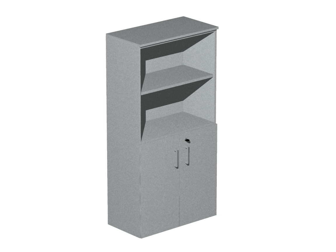 Βιβλιοθήκη Dromeas ημίκλειστή διάστασης 80Χ40Χ160Η με κάσωμα σε απόχρωση γκρι ασημί, καπάκι και πόρτες σε απόχρωση γκρι ασημί.