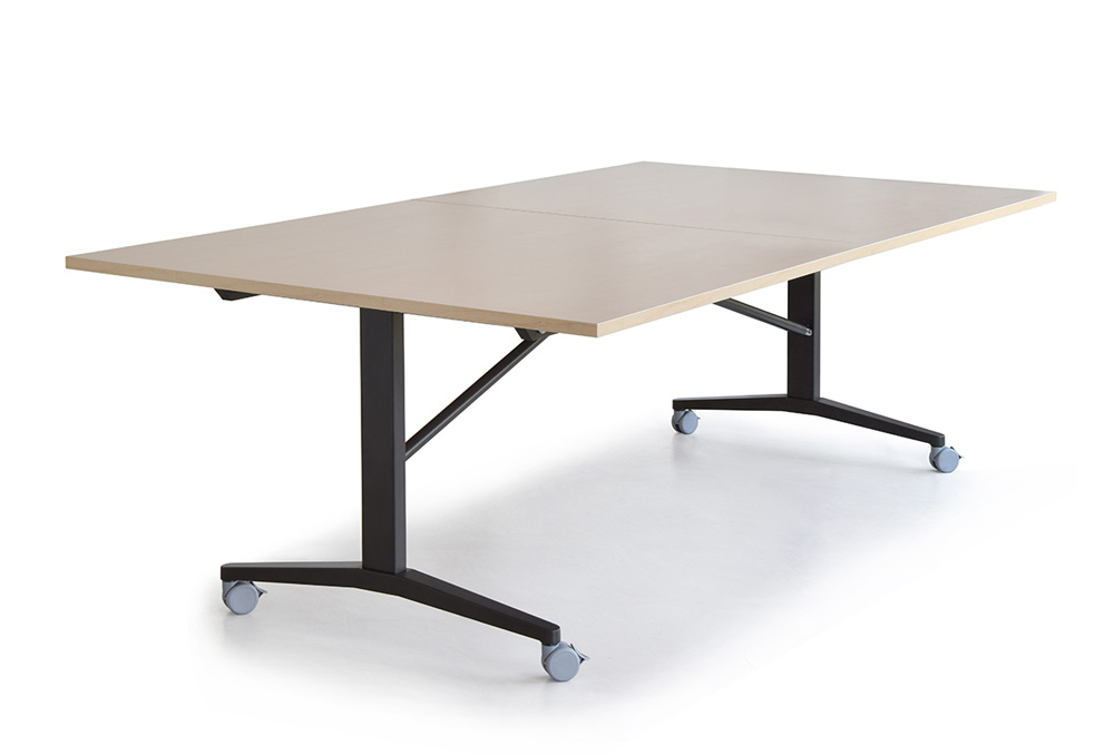 Γραφείο συνεδριάσεως Dromeas σειράς Alma Co τροχήλατο αναδιπλούμενο διάστασης 240Χ120Χ73Η με σκελετό σε απόχρωση ανθρακί και επιφάνεια σε απόχρωση συμίδα