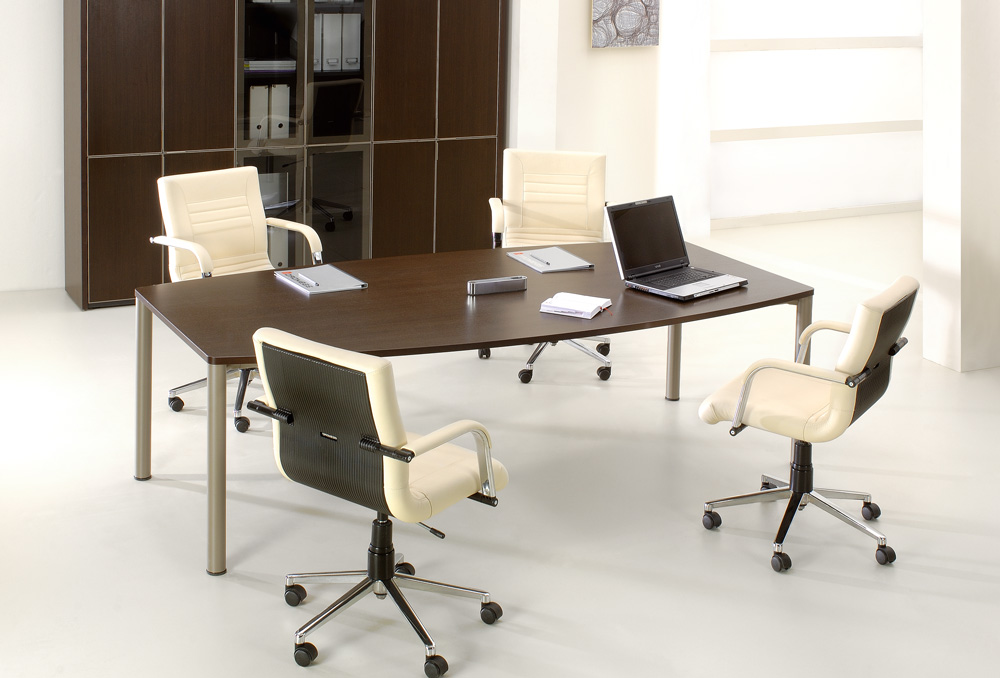 Γραφείο συνεδριάσεων Dromeas σειράς Slim διάστασης 210Χ100Χ73Η με σκελετό σε απόχρωση Gris2800 και επιφάνεια από καπλαμά