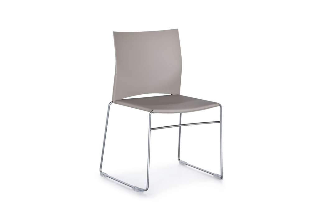 Κάθισμα Σεμιναρίου Dromeas Ena Πλαστική Μπεζ Έδρα Πλάτη Σκελετός Χρωμιωμένος