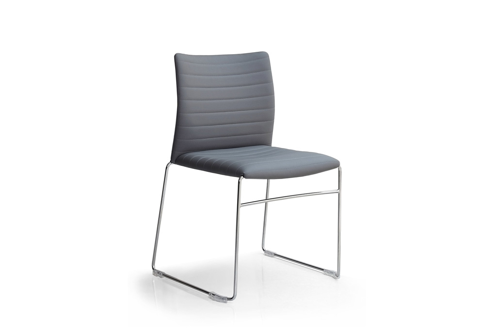 Κάθισμα Σεμιναρίου Dromeas Ena Δερματίνη Γκρι Σκελετός Χρωμιωμένος