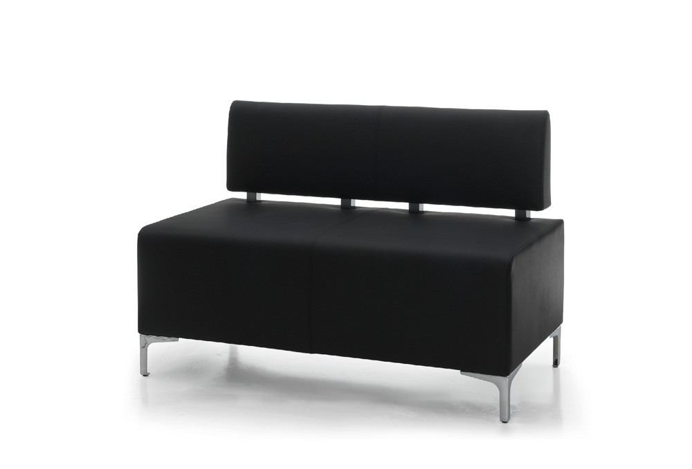 Διθέσιος καναπές με πλάτη Dromeas σειράς Kivos Δερματίνη Μαύρη