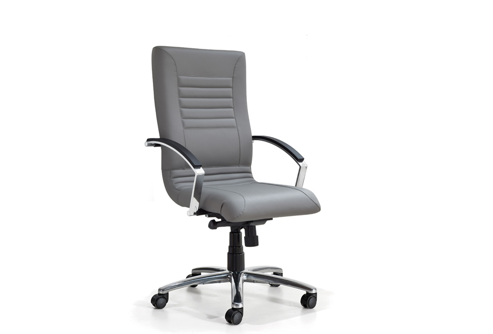 Διευθυντικό Κάθισμα Dromeas Line Y (0,66×0,66×1,03-1,13) Δερματίνη Γκρι Πεντάνευρο Γυαλισμένο