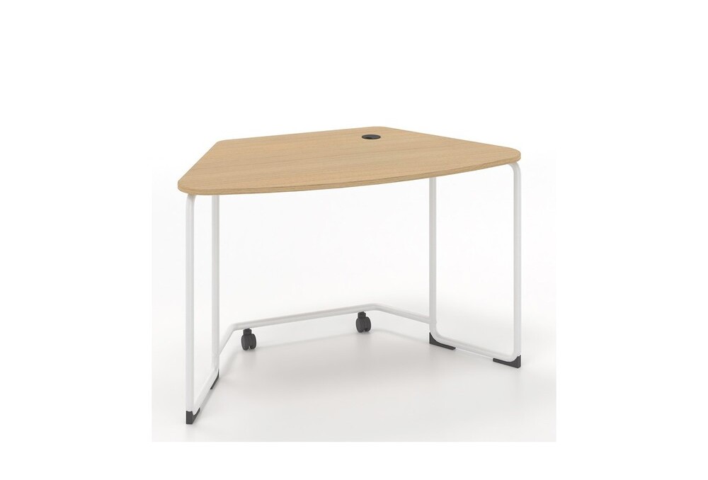 Γραφείο οικιακό Dromeas σειράς Officcino διάστασης 120Χ70Χ73Η με σκελετό σε απόχρωση υπόλευκο και επιφάνεια σε φυσικό δρυς