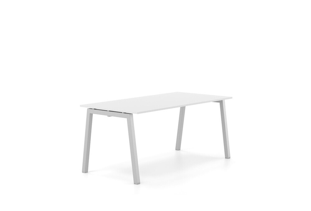 Γραφείο εργασίας Dromeas σειράς Neo Α διάστασης 160Χ80Χ73Η με σκελετό σε απόχρωση Γκρι και επιφάνεια σε απόχρωση Υπόλευκο