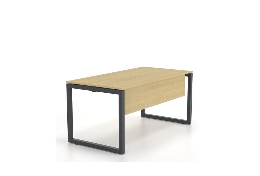 Γραφείο εργασίας Dromeas σειράς Neo O με Μετώπη , διάστασης 160Χ80Χ73Η με σκελετό σε απόχρωση Μαύρο και επιφάνεια σε απόχρωση Φυσικό Δρυς