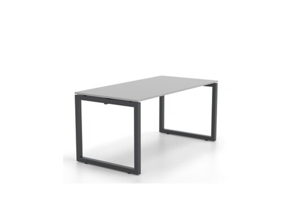 Γραφείο εργασίας Dromeas σειράς Neo O διάστασης 160Χ80Χ73Η με σκελετό σε απόχρωση Μαύρο και επιφάνεια σε απόχρωση Γκρι Ασημί