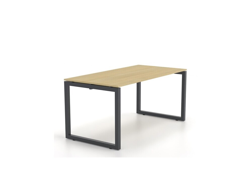 Γραφείο εργασίας Dromeas σειράς Neo O διάστασης 160Χ80Χ73Η με σκελετό σε απόχρωση μαύρο και επιφάνεια σε απόχρωση Καρυδιά