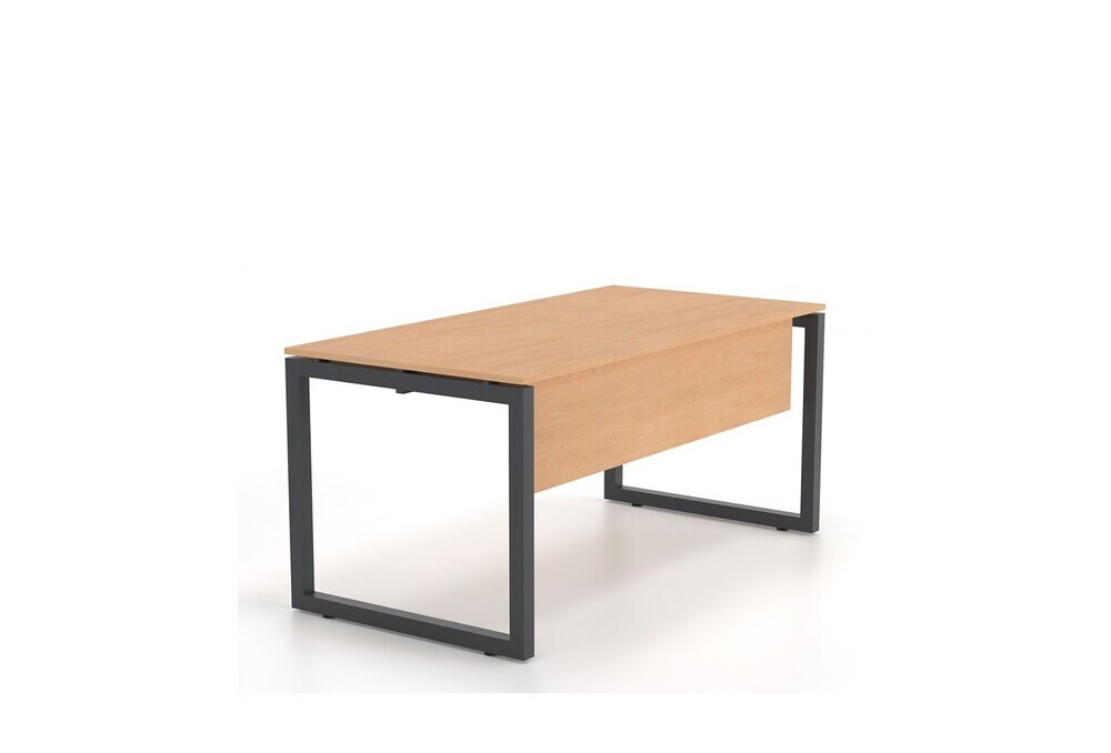 Γραφείο εργασίας Dromeas σειράς Neo O με Μετώπη διάστασης 160Χ80Χ73Η με σκελετό σε απόχρωση Μαύρο και επιφάνεια σε απόχρωση Οξιά