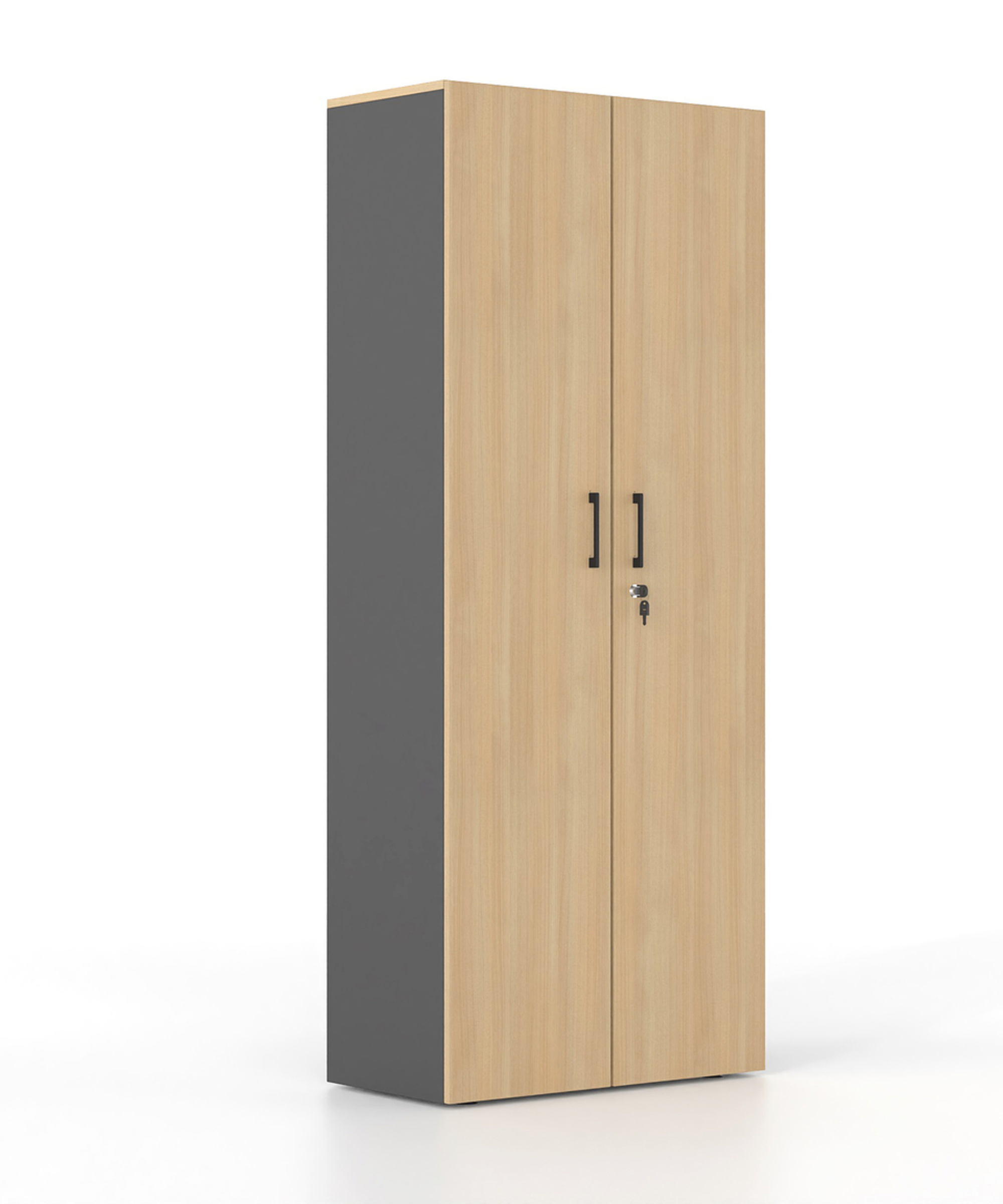 Βιβλιοθήκη Dromeas κλειστή διάστασης 80Χ40Χ200Η με κάσωμα σε απόχρωση ανθρακί, καπάκι και πόρτες σε απόχρωση φυσικό δρυς.