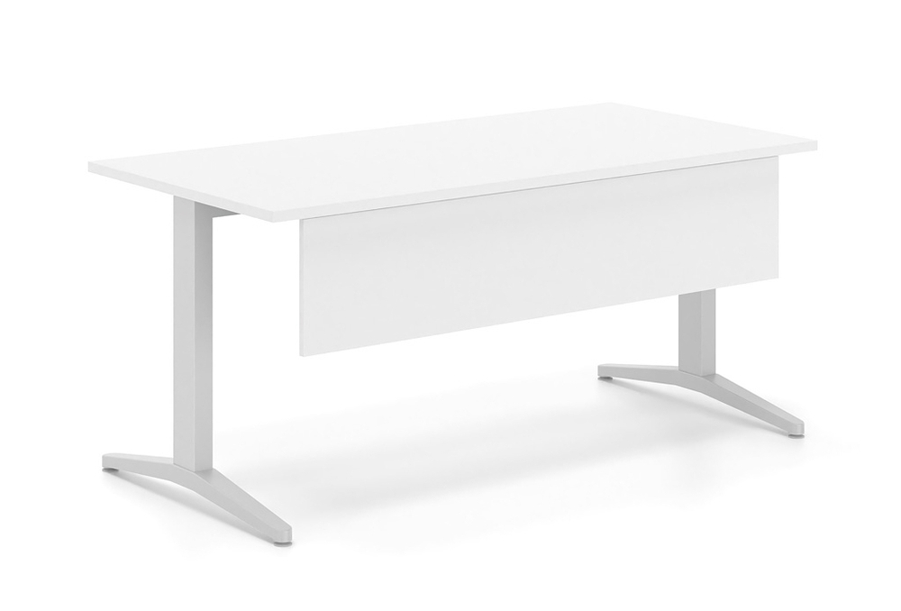 Γραφείο εργασίας Dromeas σειράς Alma S διάστασης 160Χ80Χ73Η σκελετός σε απόχρωση γκρι, μετώπη και επιφάνεια σε απόχρωση υπόλευκο