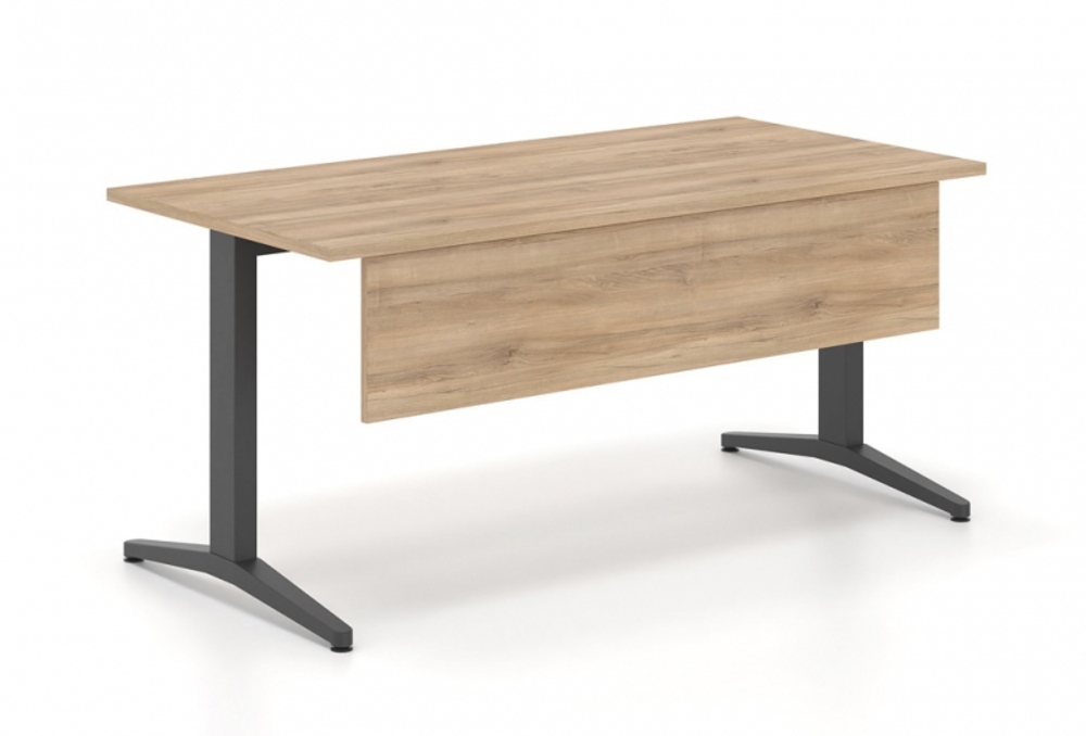 Γραφείο εργασίας Dromeas σειράς Alma S διάστασης 160Χ80Χ73Η σκελετός σε απόχρωση μαύρο, μετώπη και επιφάνεια σε απόχρωση καρυδιά