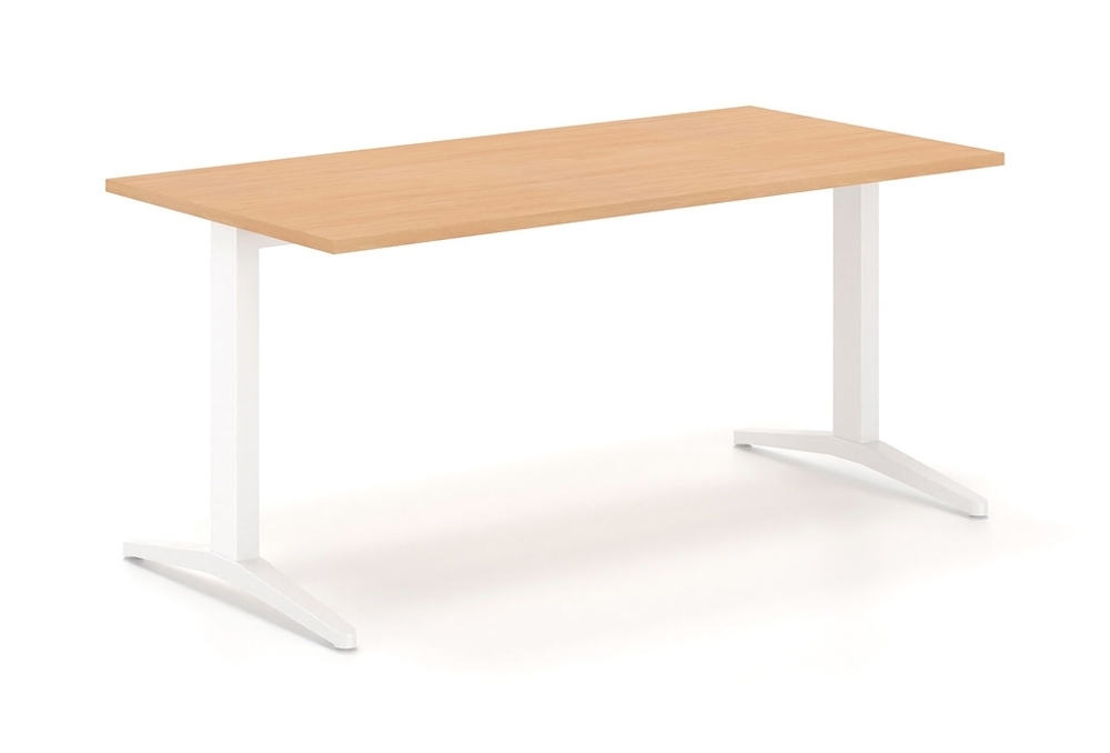 Γραφείο εργασίας Dromeas σειράς Alma S διάστασης 160Χ80Χ73Η σκελετός σε απόχρωση υπόλευκο και επιφάνεια σε απόχρωση οξιά