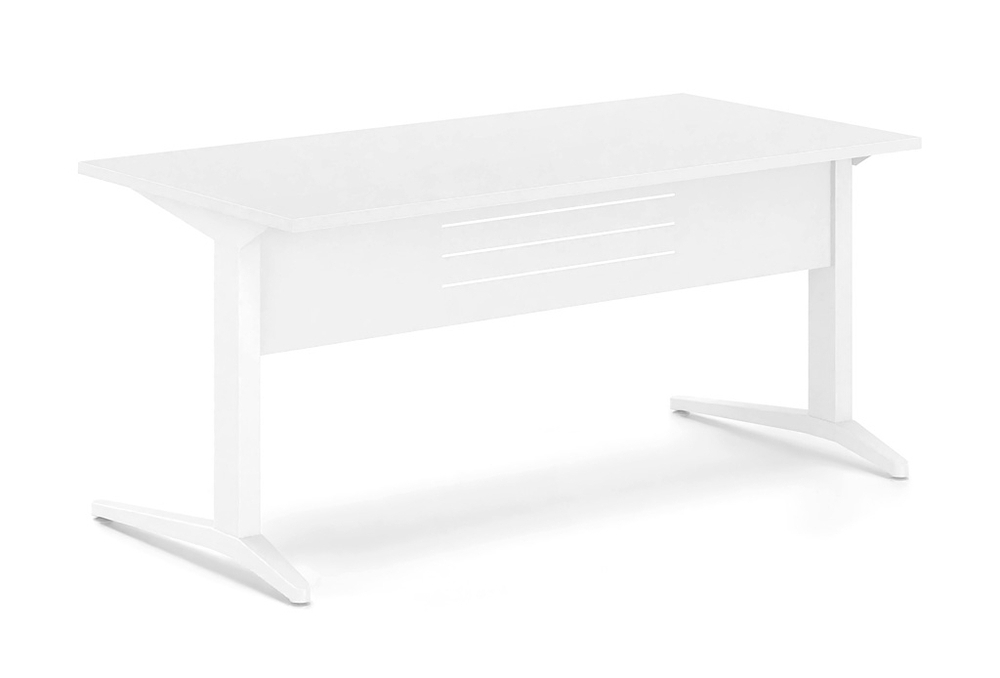 Γραφείο εργασίας Dromeas σειράς Altis διάστασης 140Χ80Χ73Η με σκελετό και μετώπη σε απόχρωση υπόλευκο και επιφάνεια σε απόχρωση υπόλευκο