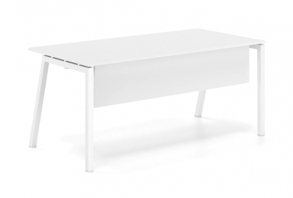 Γραφείο εργασίας Dromeas σειράς Neo Ceto διάστασης 160Χ80Χ73Η με μετώπη, σκελετός και επιφάνεια σε απόχρωση υπόλευκο