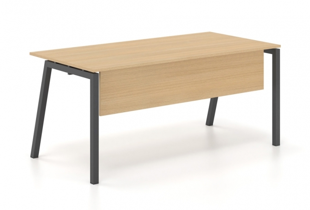 Γραφείο εργασίας Dromeas σειράς Neo Ceto διάστασης 160Χ80Χ73Η με μετώπη , σκελετός σε απόχρωση μαύρο και επιφάνεια σε απόχρωση φυσικό δρυς