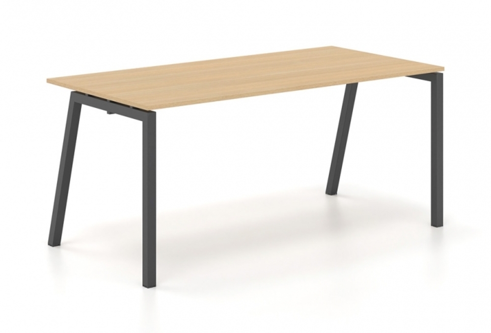 Γραφείο εργασίας Dromeas σειράς Neo Ceto διάστασης 160Χ80Χ73Η, σκελετός σε απόχρωση μαύρο και επιφάνεια σε απόχρωση φυσικό δρυς