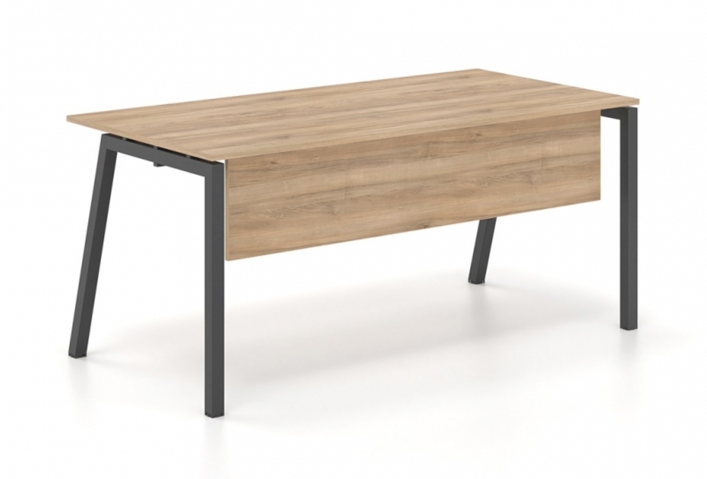 Γραφείο εργασίας Dromeas σειράς Neo Ceto διάστασης 160Χ80Χ73Η με μετώπη , σκελετός σε απόχρωση μαύρο και επιφάνεια σε απόχρωση καρυδιά