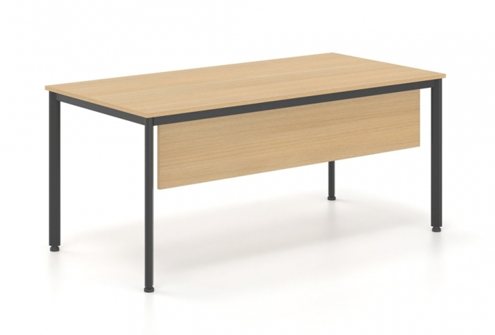 Γραφείο εργασίας Dromeas σειράς Οval διάστασης 160X80X73Η με σκελετό σε απόχρωση μαύρο, επιφάνεια και μετώπη σε απόχρωση φυσικό δρυς