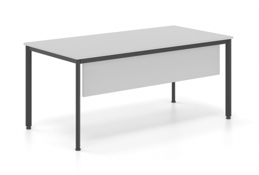 Γραφείο εργασίας Dromeas σειράς Οval διάστασης 160X80X73Η με σκελετό σε απόχρωση μαύρο, επιφάνεια και μετώπη σε απόχρωση γκρι ασημί