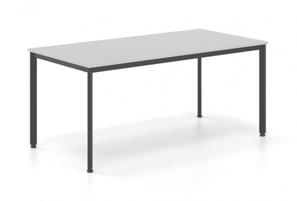 Γραφείο εργασίας Dromeas σειράς Οval διάστασης 160X80X73Η με σκελετό σε απόχρωση μαύρο και επιφάνεια σε απόχρωση γκρι ασημί