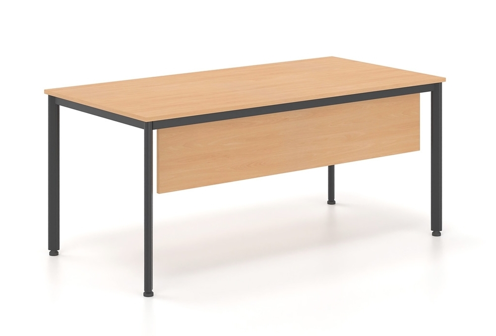 Γραφείο εργασίας Dromeas σειράς Οval διάστασης 160X80X73Η με σκελετό σε απόχρωση μαύρο, επιφάνεια και μετώπη σε απόχρωση οξιά