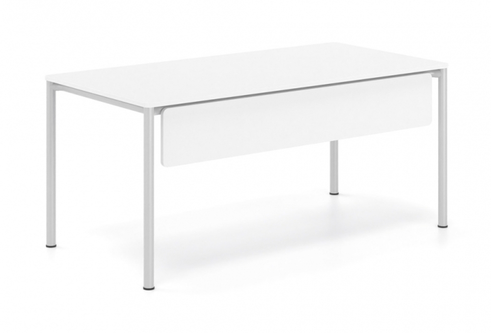 Γραφείο εργασίας Dromeas σειράς Slim διάστασης 160Χ80Χ73Η σκελετός σε απόχρωση γκρι, μετώπη και επιφάνεια σε απόχρωση υπόλευκο