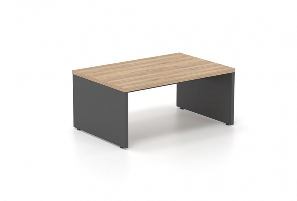 Τραπεζάκι αναμονής Dromeas σειράς Finesse διάστασης 90Χ60Χ40Η βάση σε απόχρωση ανθρακί , επιφάνεια καρυδιά.