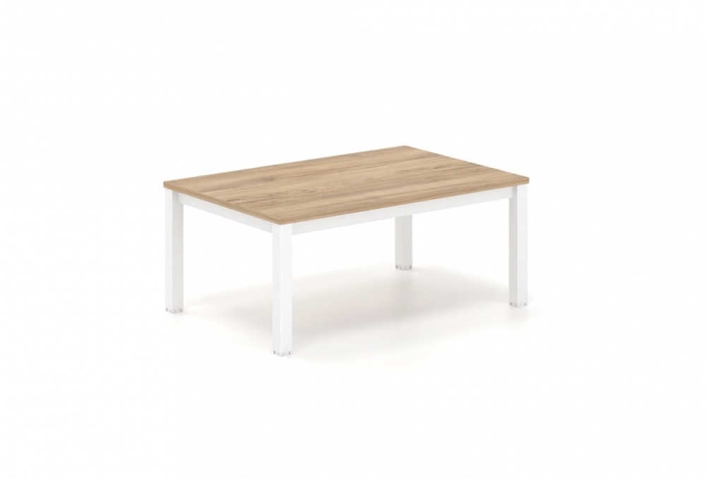 Τραπεζάκι αναμονής Dromeas σειράς Tetra διάστασης 90Χ60Χ38Η με σκελετό σε απόχρωση υπόλευκο και επιφάνεια σε απόχρωση καρυδια.